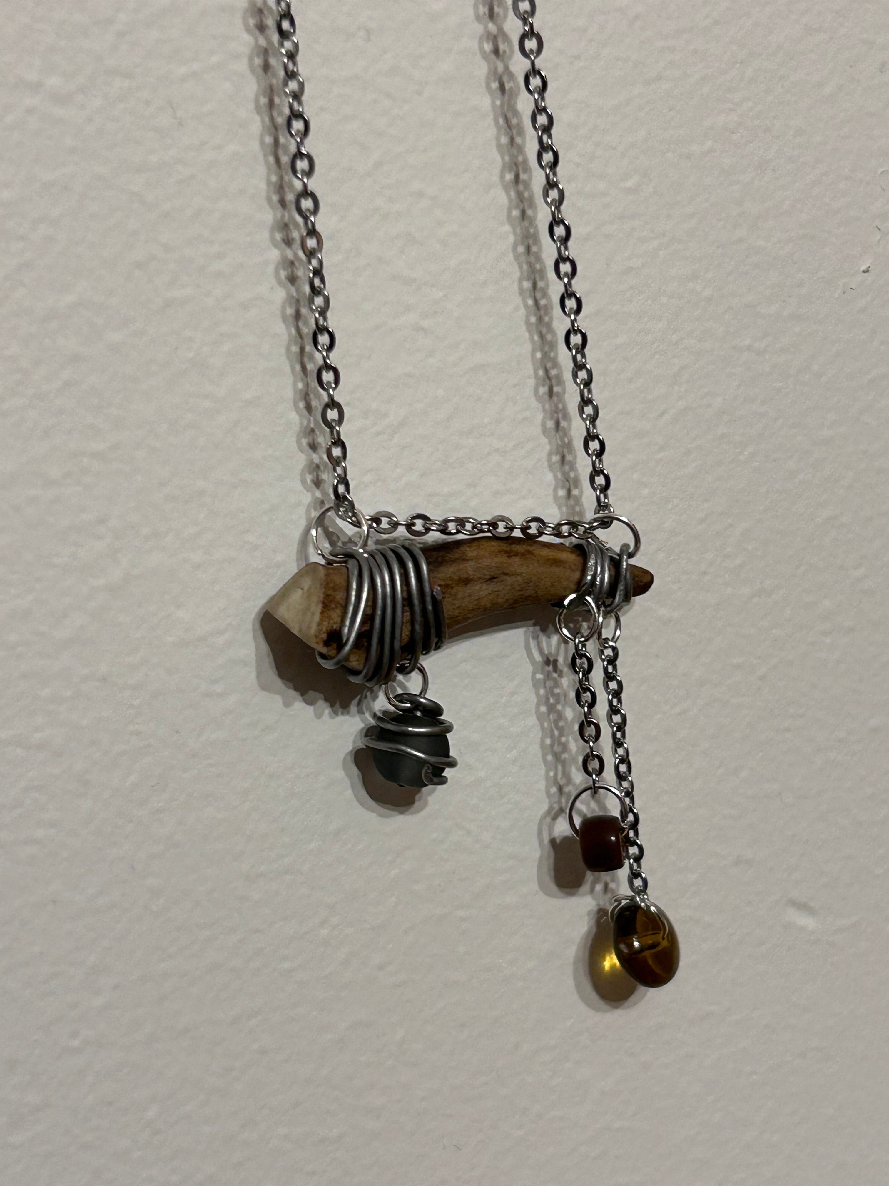 Hrafnband | Antler Tine & Stone Necklace