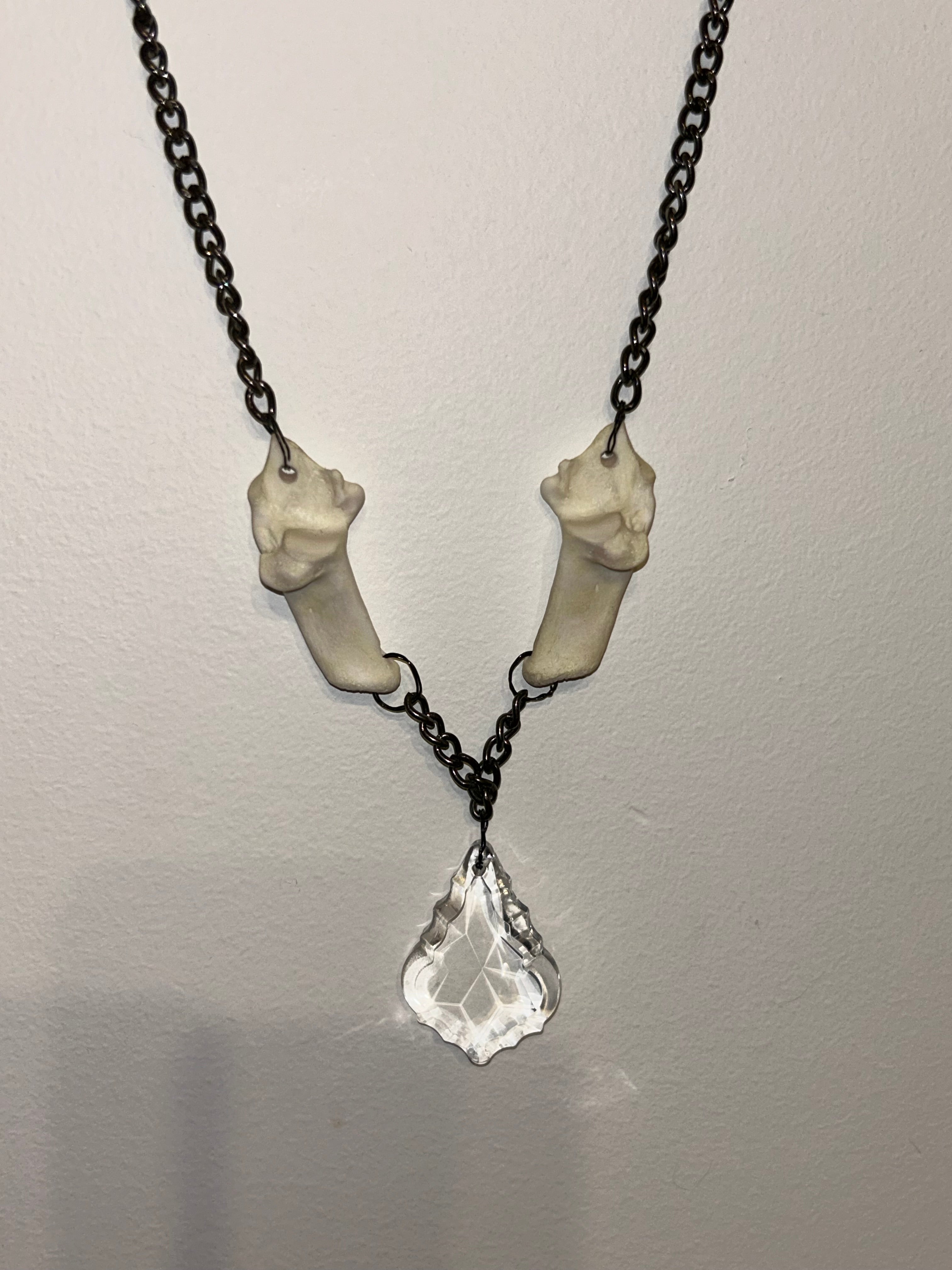 Roe Deer Leg Bone & Crystal Necklace