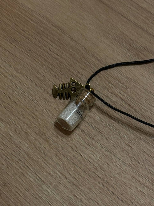 Beinmjol | Bone Dust Vial Necklace with Fish Skeleton Charm