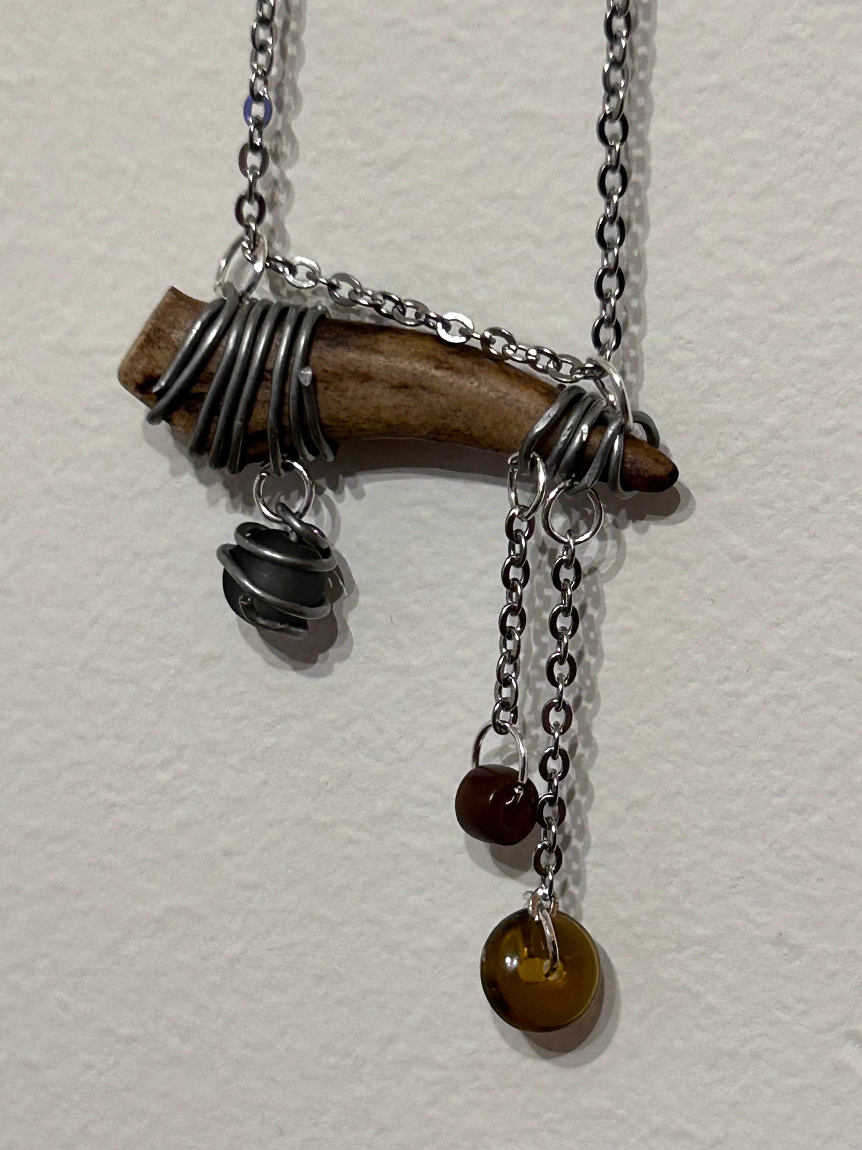 Hrafnband | Antler Tine & Stone Necklace